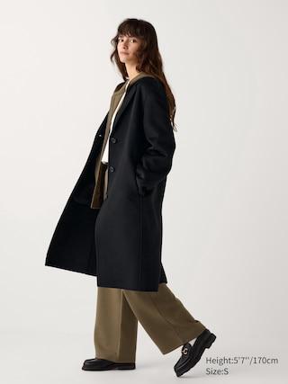 Womens Double Face Chester Long Coat Black XS UNIQLO US Product Image