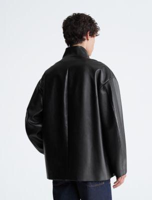 Cocoon Faux Leather Coat Product Image