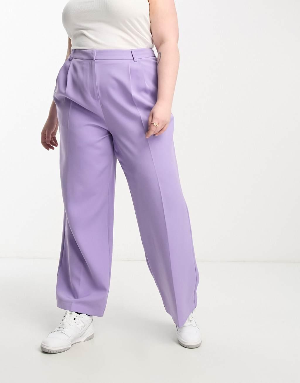 Yours tailored wide leg pants in purple Product Image