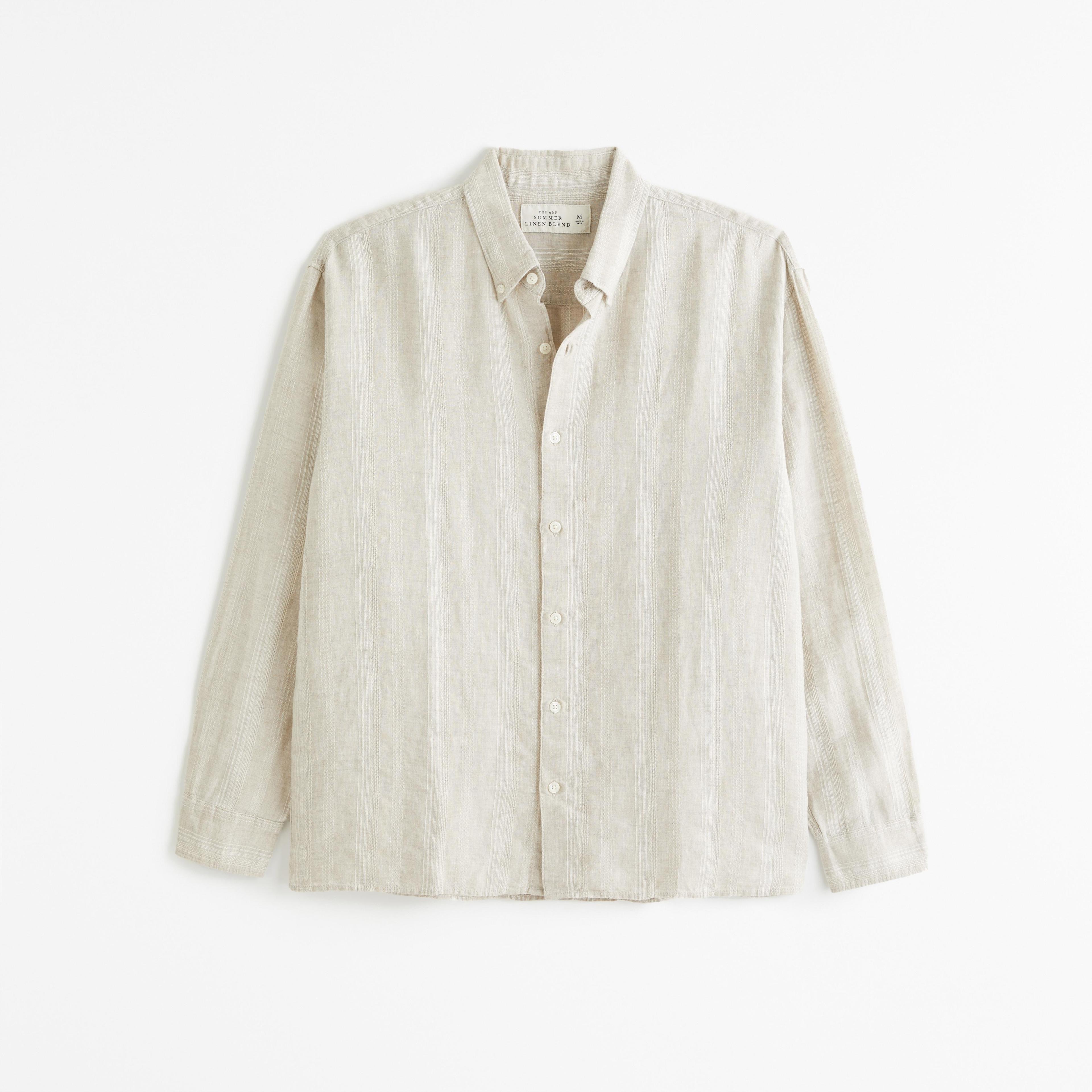 Summer Linen-Blend Button-Up Shirt Product Image