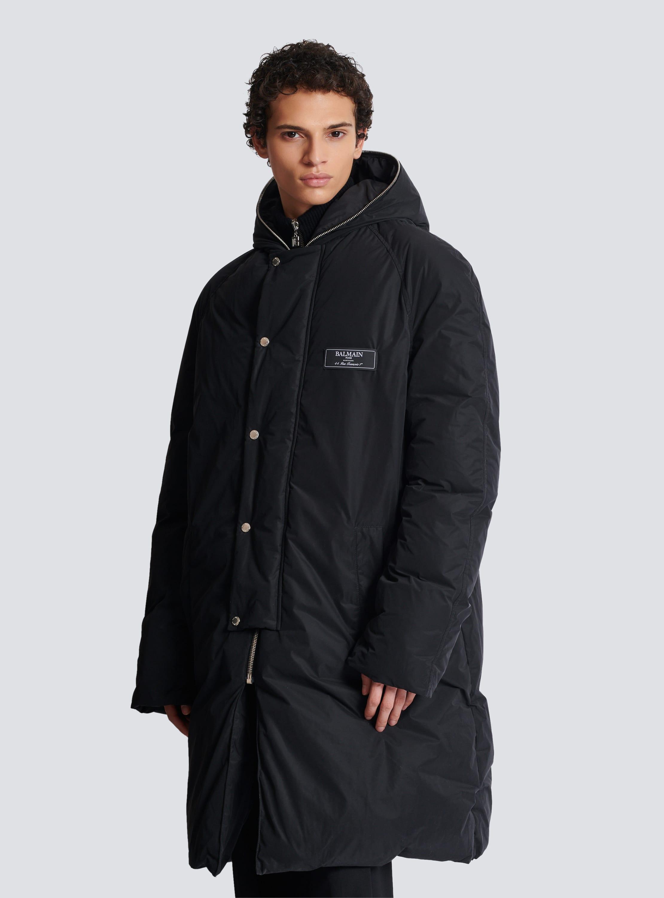 Long down nylon jacket with Balmain label Product Image