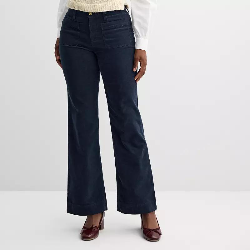 Womens Draper James Wide Leg Corduroy Pants Blue Product Image