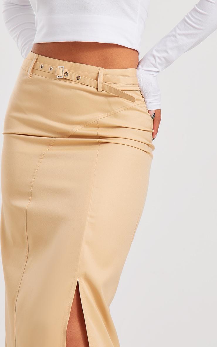 Stone Tailored Woven Belted Maxi Skirt Product Image