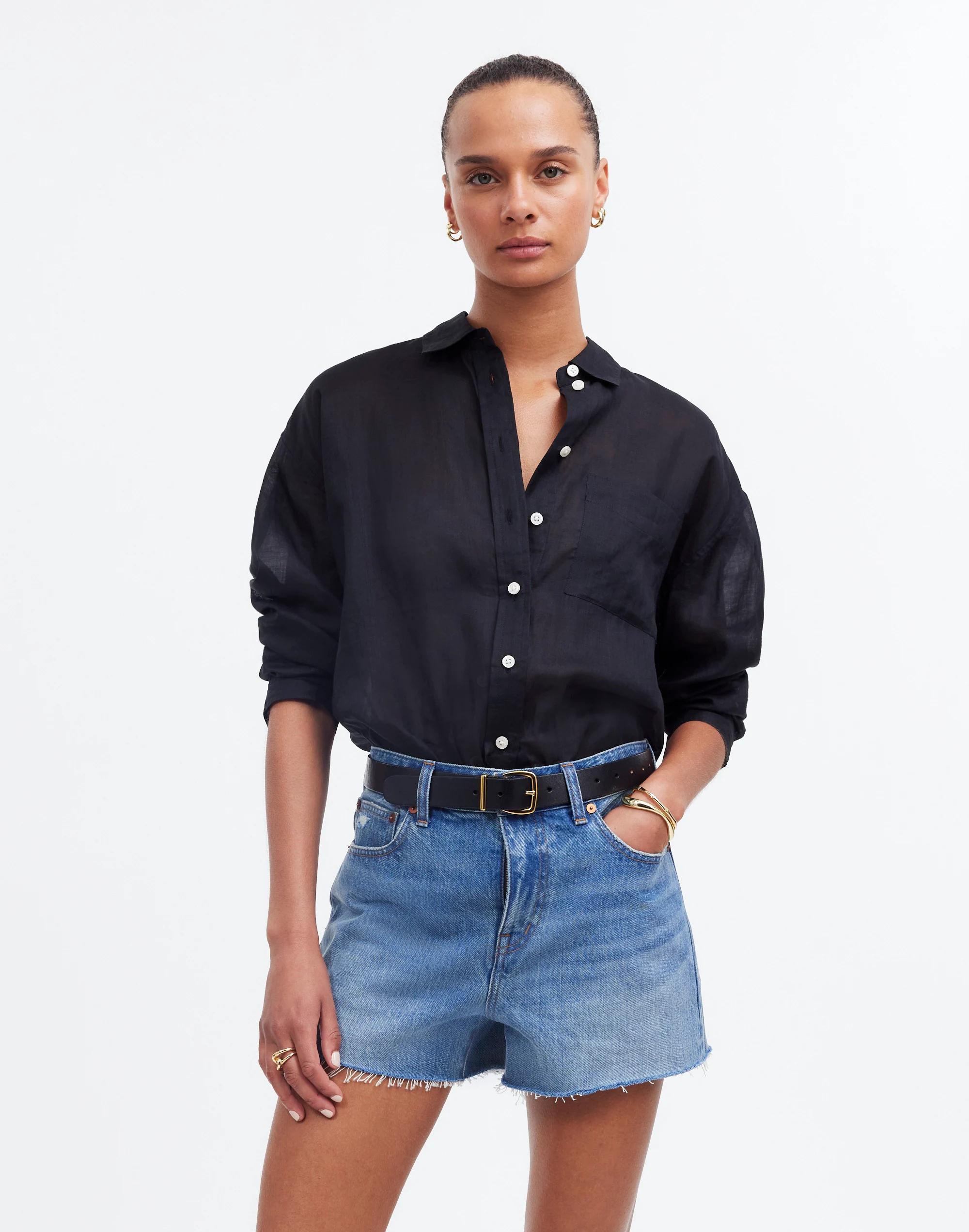 Relaxed Denim Shorts in Kelton Wash: Raw-Hem Edition Product Image