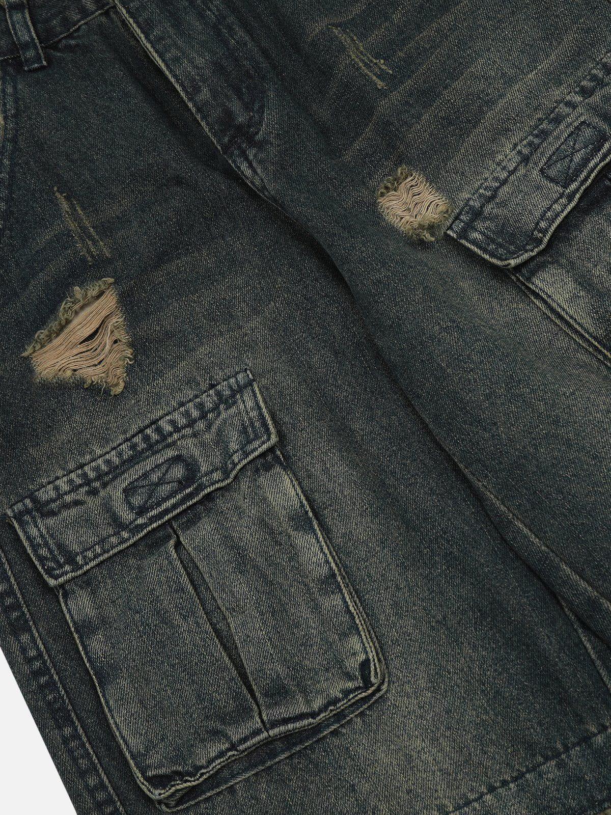 Aelfric Eden Distressed Fringe Patchwork Loose Jeans Product Image