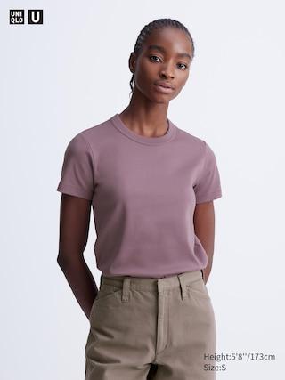 Womens Crew Neck T-Shirt Purple Small UNIQLO US Product Image