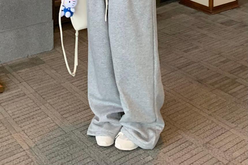 Drawstring Waist Two Tone Fleece-Lined Sweatpants Product Image