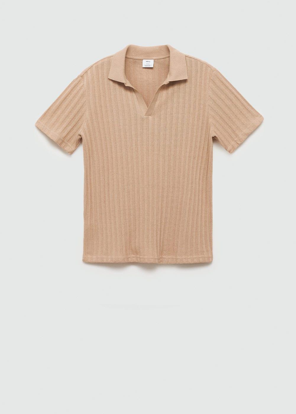 MANGO MAN - Regular fit ribbed cotton polo shirt beigeMen Product Image