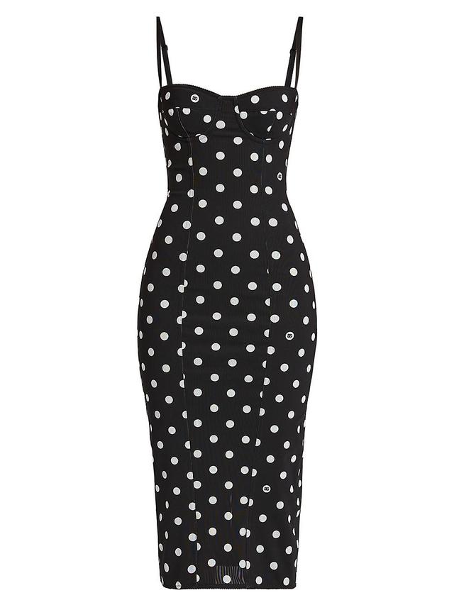 Womens Polka Dot Sweetheart Midi-Dress Product Image