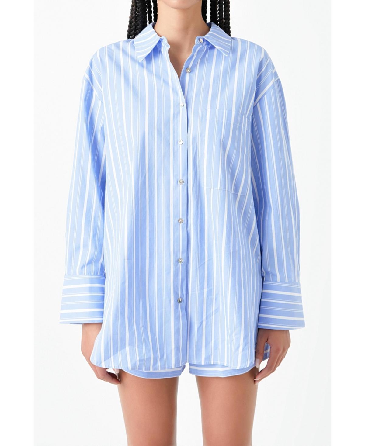 Women's Striped Oversized Shirt Product Image