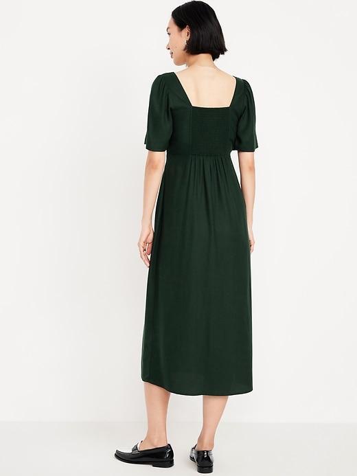 Button-Down Crepe Midi Dress Product Image