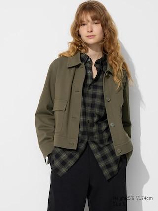 Womens Jersey Relaxed Jacket Olive XS UNIQLO US Product Image