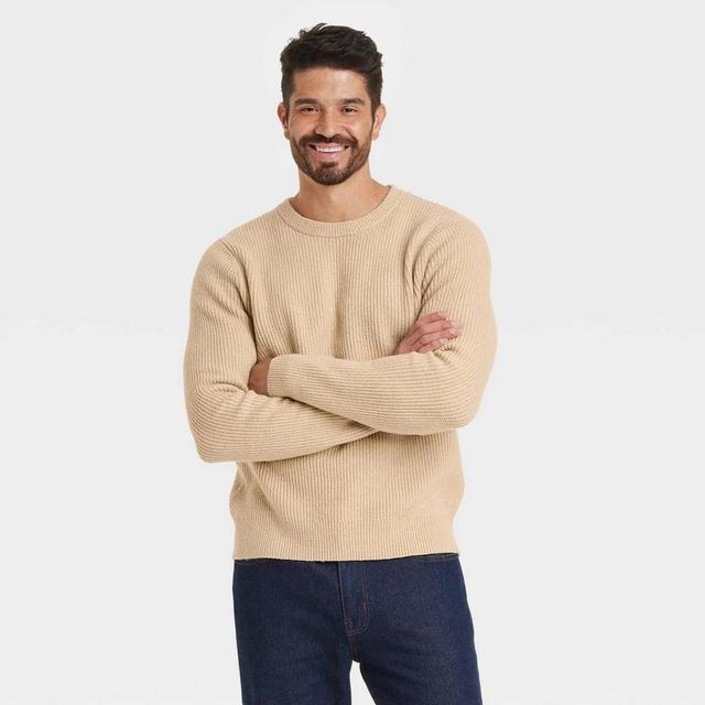 Mens Crewneck Pullover Sweater - Goodfellow & Co Tan L Product Image