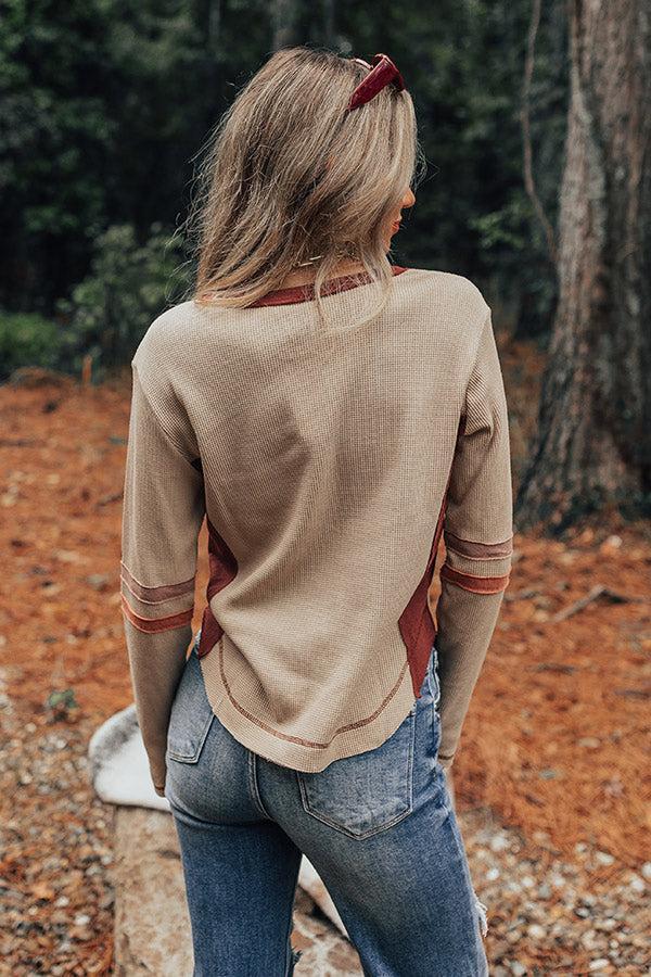 Adorable Vibes Henley Top In Beige Product Image