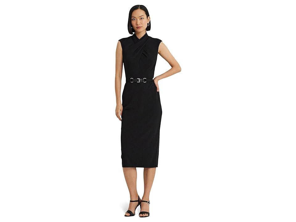 Lauren Ralph Lauren Belted Jersey Mock Neck Dress Women's Dress Product Image