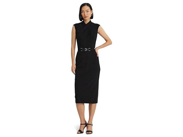 LAUREN Ralph Lauren Belted Jersey Mock Neck Dress Women's Dress Product Image