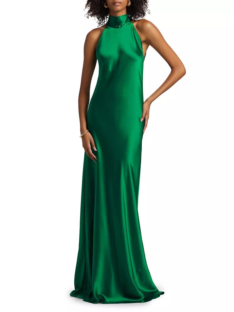 Sienna Satin Halter Gown Product Image