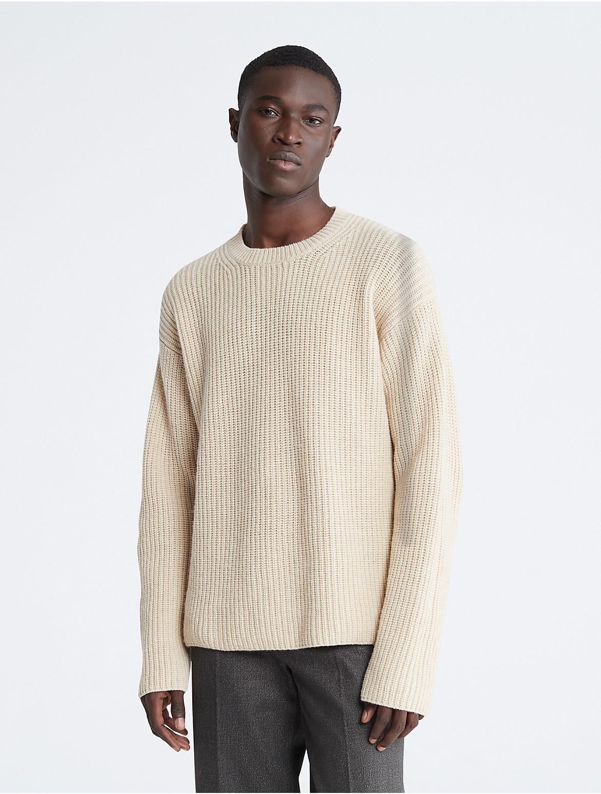 Calvin Klein Mens Standards Ribbed Crewneck Sweater - White - XL Product Image