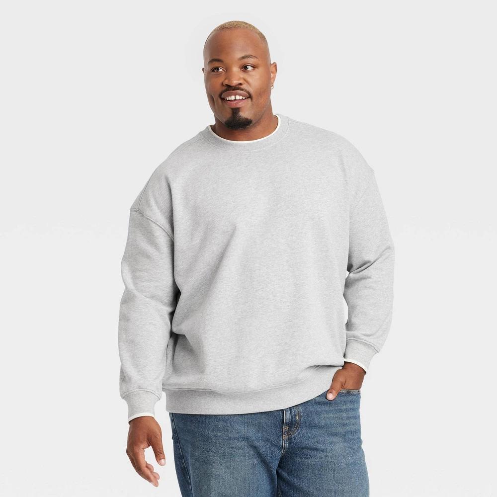 Mens Big & Tall French Terry Crewneck Pullover Sweatshirt - Goodfellow & Co Heathered 4XL Product Image