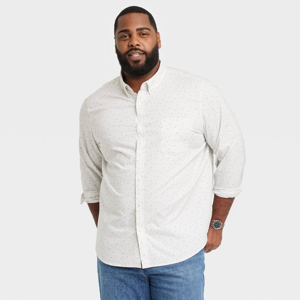 Mens Big & Tall Every Wear Long Sleeve Button-Down Shirt - Goodfellow & Co Silver 3XL Product Image