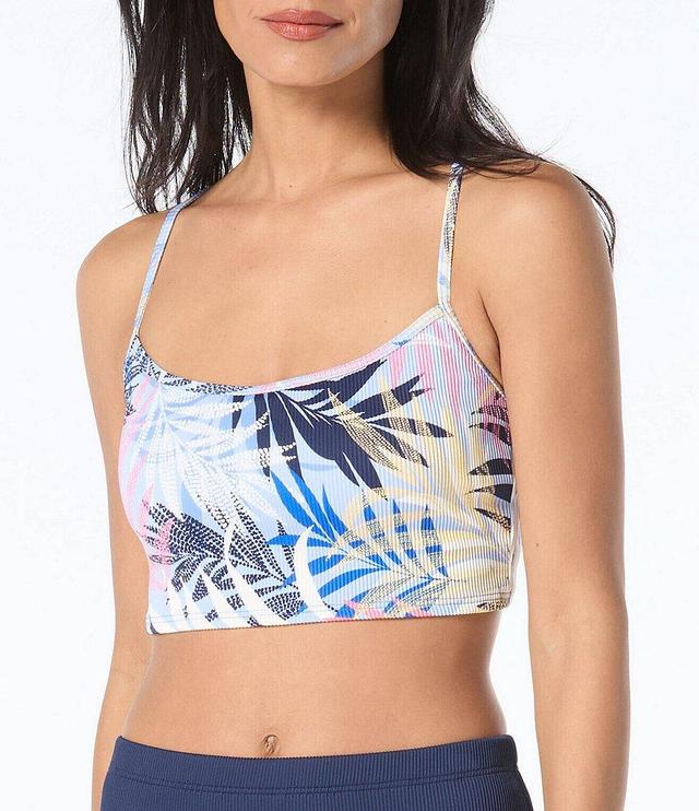 Beach House Sport Revive Palm Print Scoop Neck Crop Swim Top Product Image