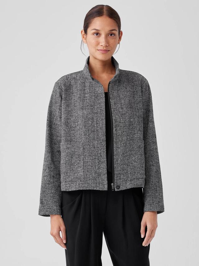 EILEEN FISHER Organic Cotton Tweed Stand Collar Jacketfemale Product Image