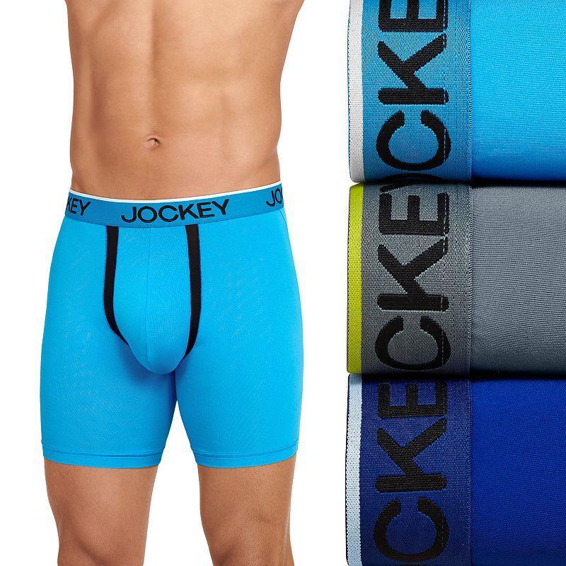 Mens Jockey 3-Pack Chafe Proof Pouch Cotton Stretch Boxer 5 Boxer Brief, Mens Brt Blue Product Image