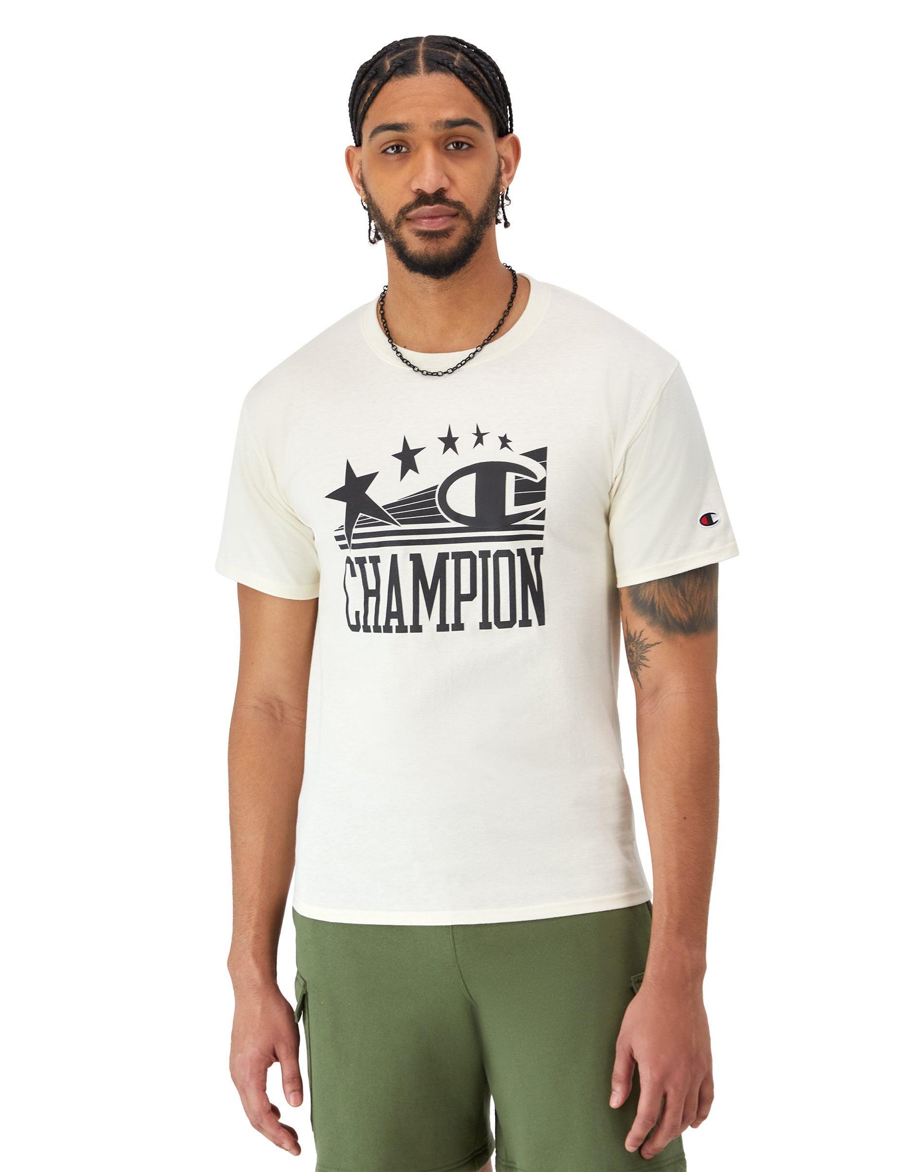 Mens Champion Classic Graphic T-Shirt, C & Stars Logo Natural 2XL Product Image