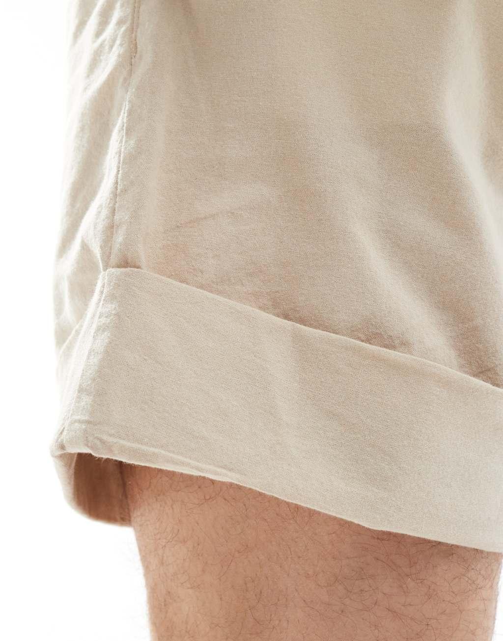 ASOS DESIGN short in linen look in stone  Product Image