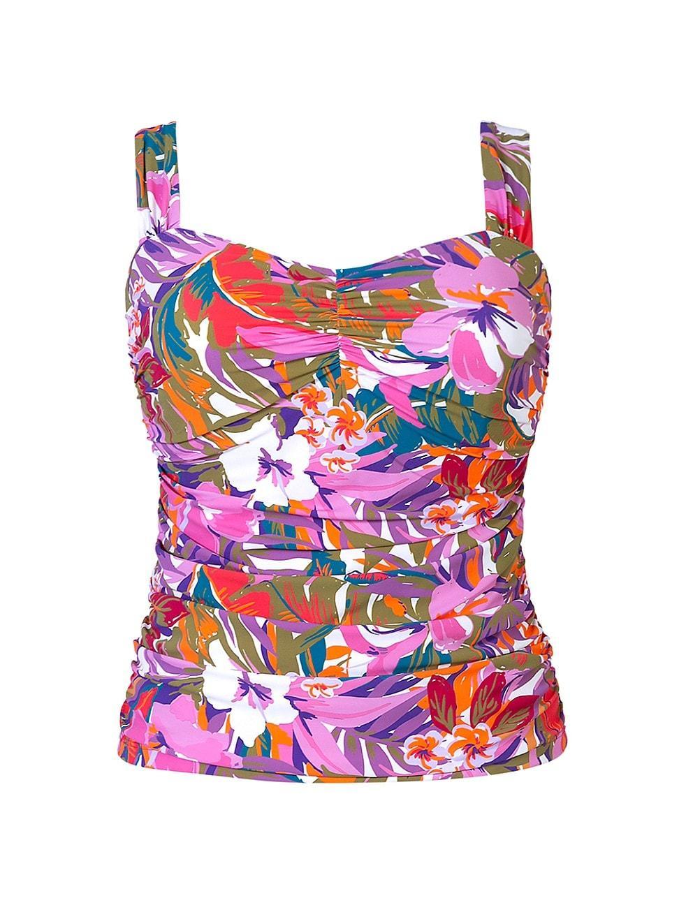 Womens Floral Ruched Tankini Top Product Image