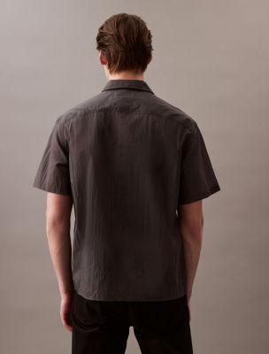 Solid Nylon Button-Down Shirt Product Image