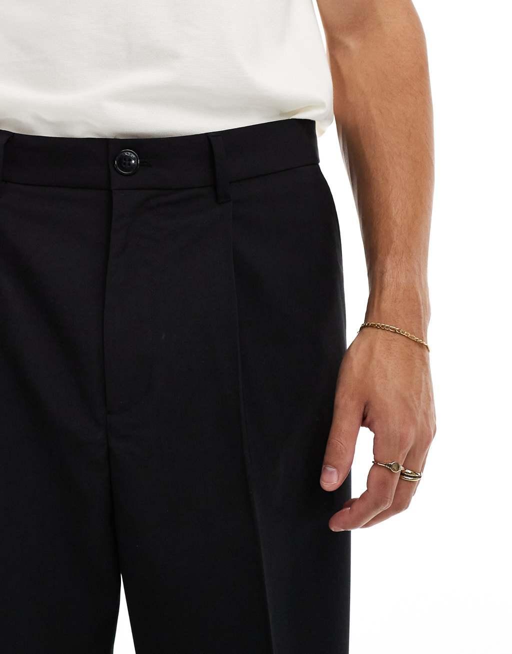 Weekday Uno loose fit tailored pants in black Product Image