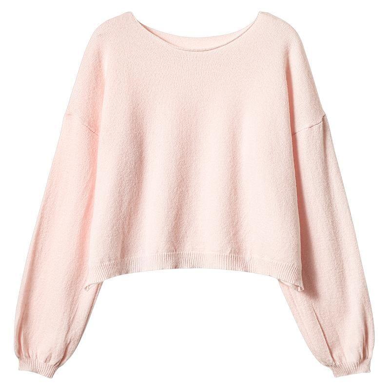 Round Neck Plain Sweater Product Image