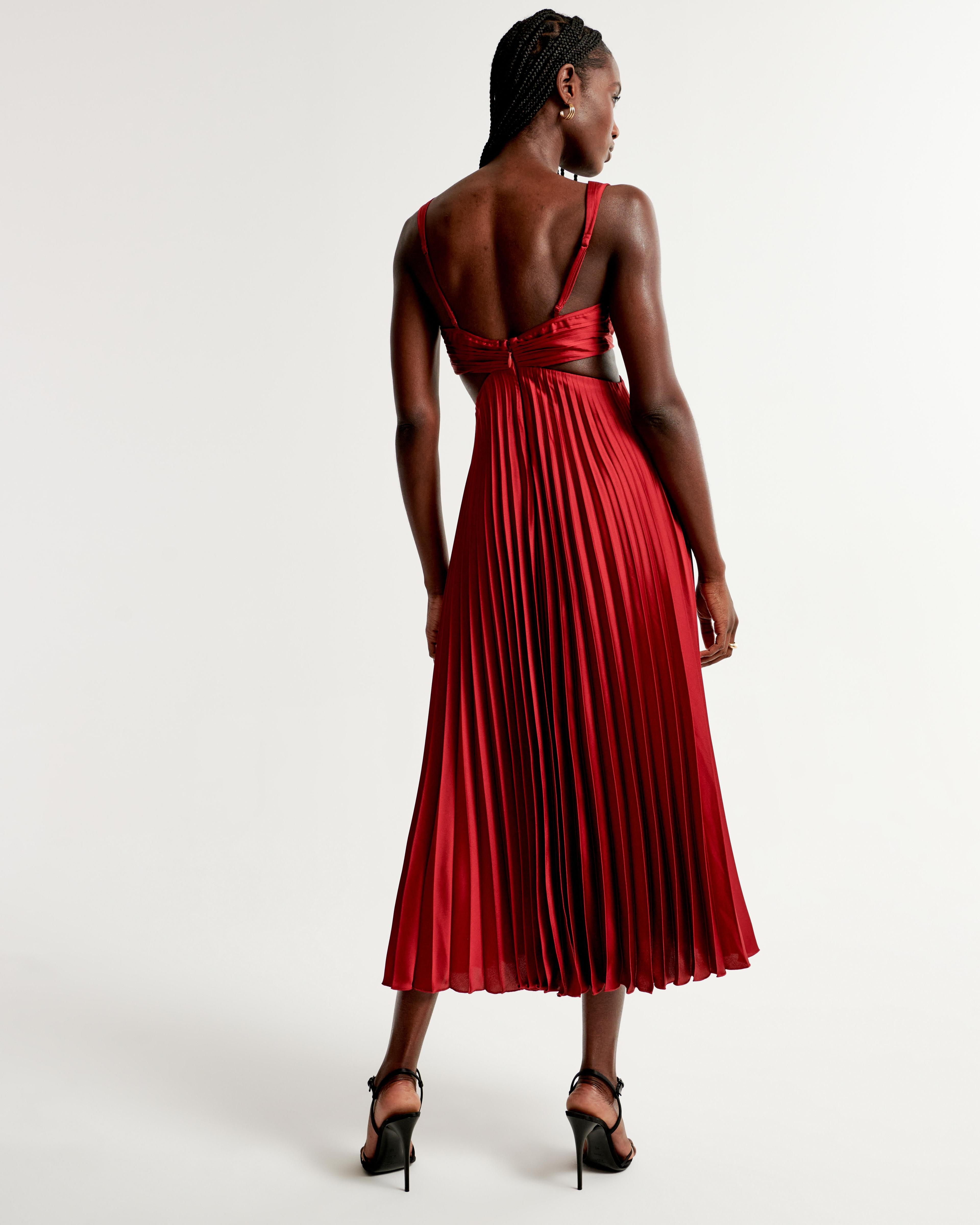 The A&F Giselle Pleated Cutout Maxi Dress Product Image