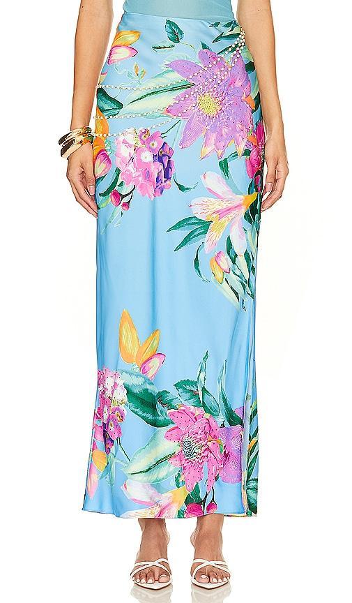 ROCOCO SAND X Revolve Ocean Long Skirt With Pearl Chain in Blue. Product Image