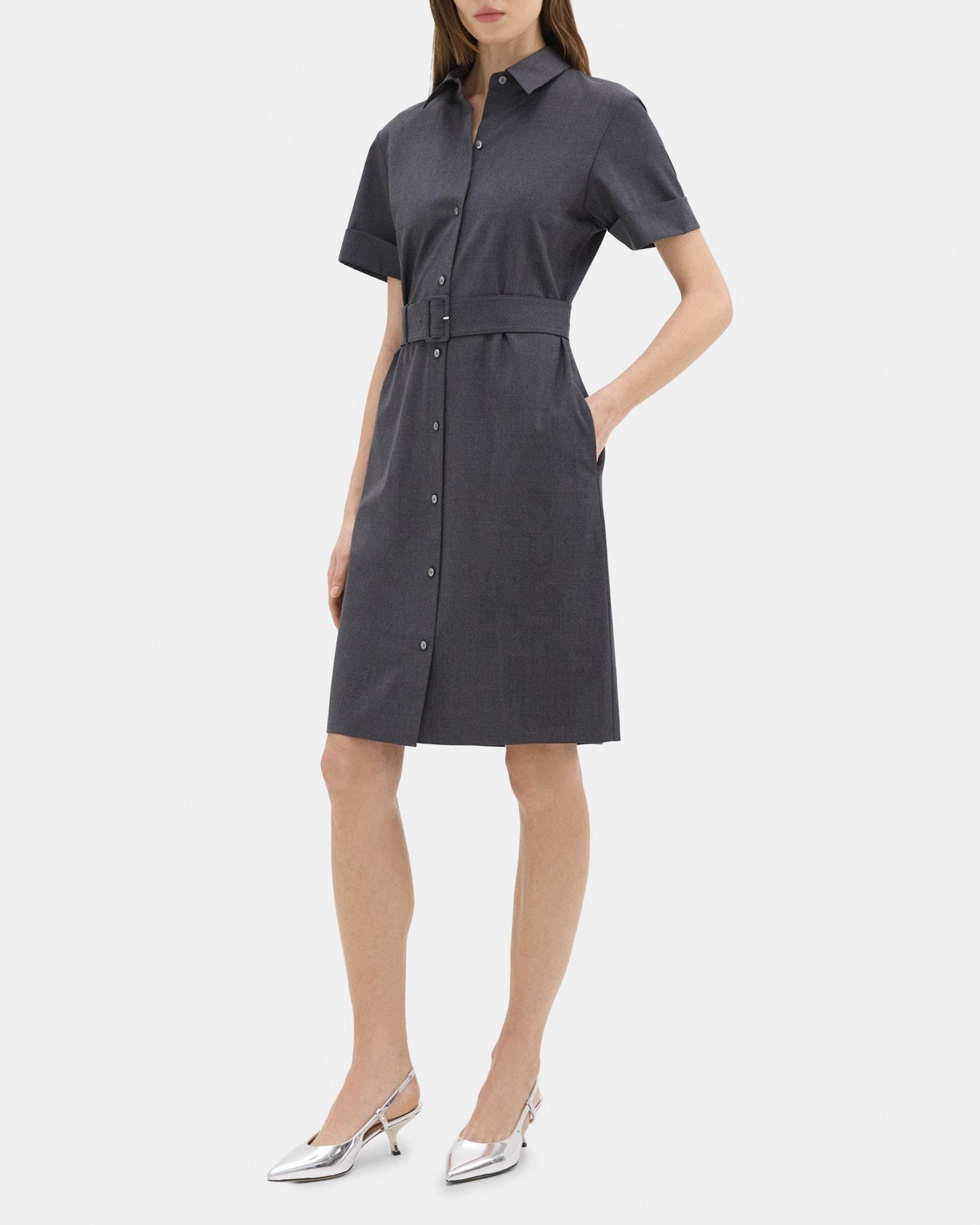 Belted Shirt Dress in Good Wool Product Image