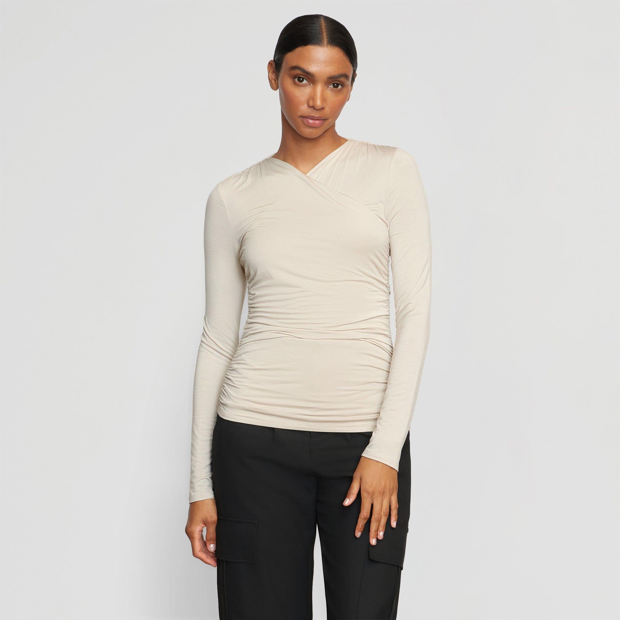 Lilou Wrap Neck Long-Sleeve Tee Product Image