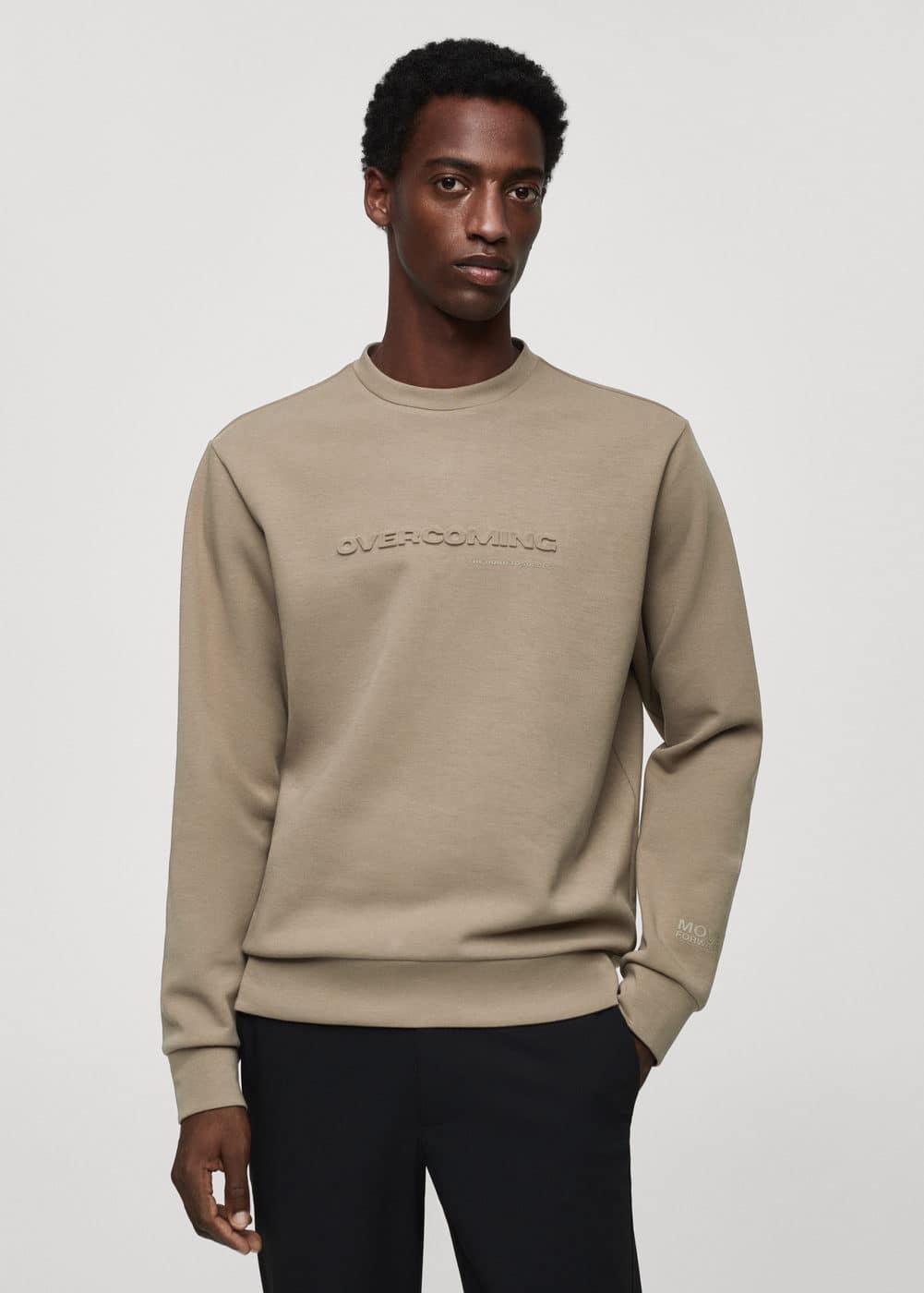 MANGO MAN - Quick-dry embossed sweatshirt medium brownMen Product Image