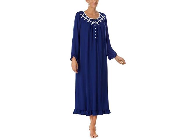 Eileen West Long Sleeve Sweater Knit Ballet Gown (Indigo) Women's Pajama Product Image