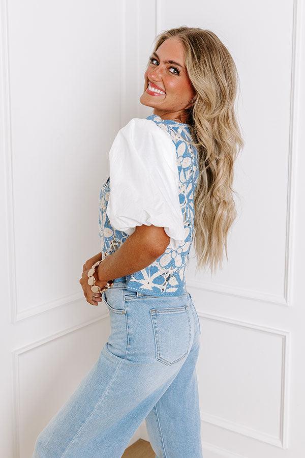 Southern Smiles Crochet Top in Sky Blue Product Image