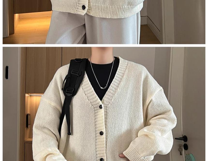 V-Neck Plain Cardigan Product Image