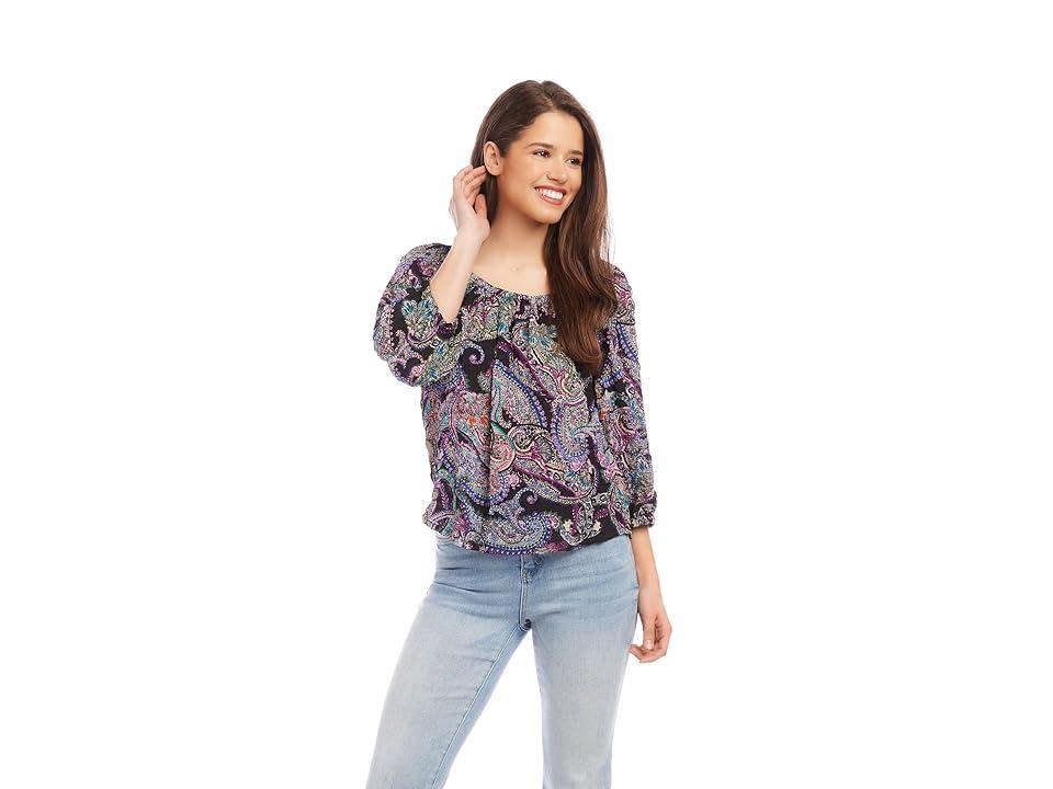 Karen Kane Peasant Top (Paisley) Women's Long Sleeve Pullover Product Image