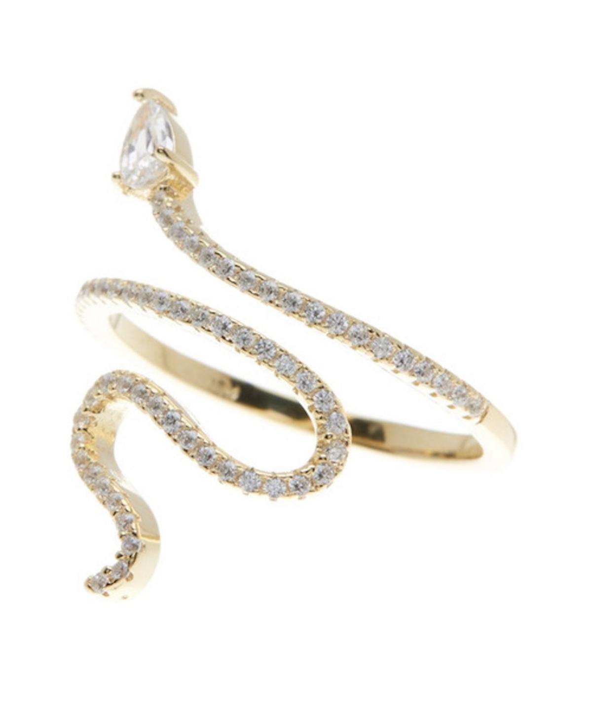 Adornia 14k Gold Plated Cubic Zirconia Snake Ring, Womens Gold Tone Product Image