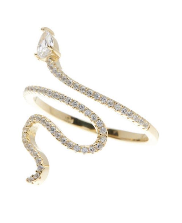 Adornia 14k Gold Plated Cubic Zirconia Snake Ring, Womens Yellow Product Image