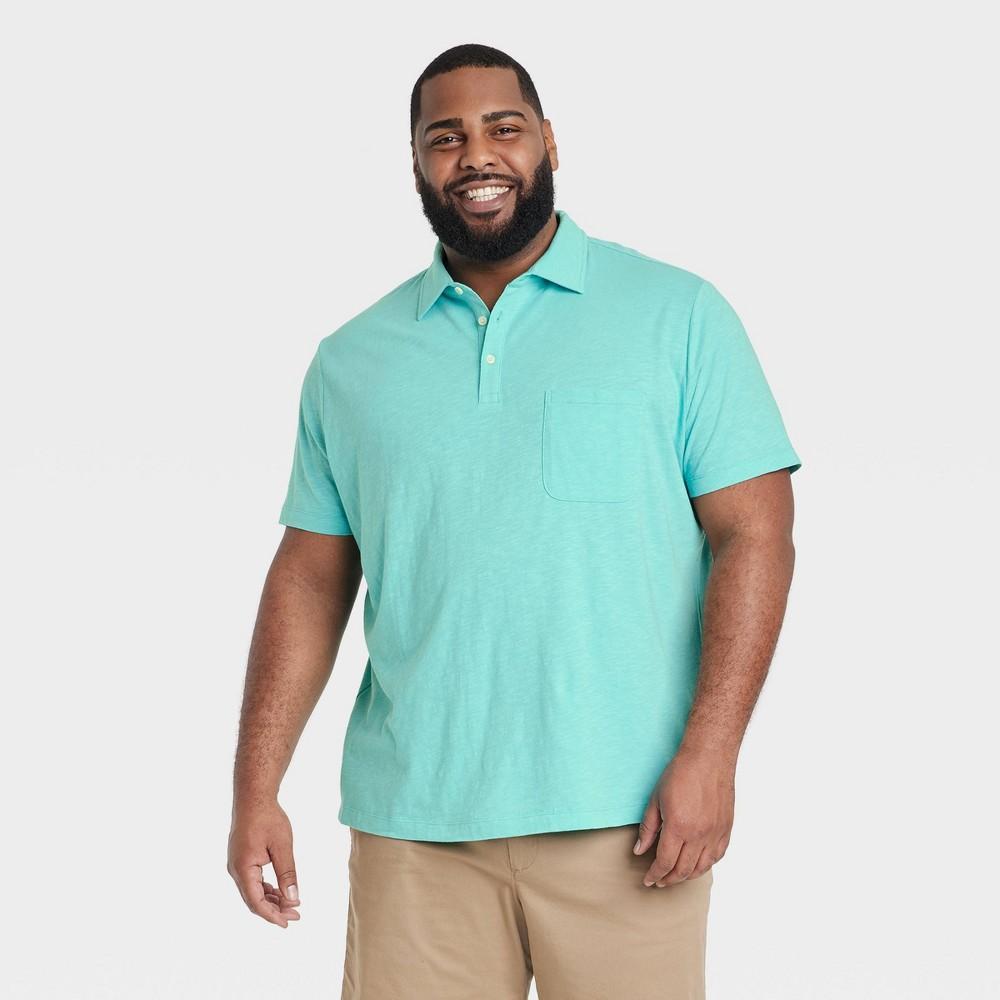 Mens Big & Tall Short Sleeve Slub Jersey Polo Shirt - Goodfellow & Co Teal Blue XXLT Product Image