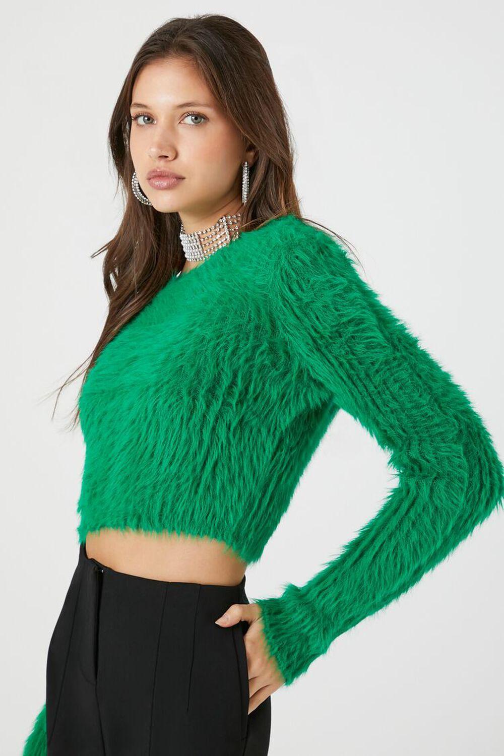 Fuzzy Knit Cropped Sweater | Forever 21 Product Image