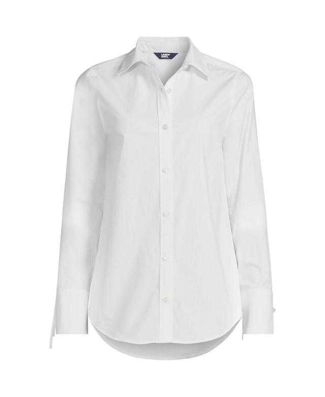 Womens Lands End Poplin Tie Sleeve Shirt Product Image