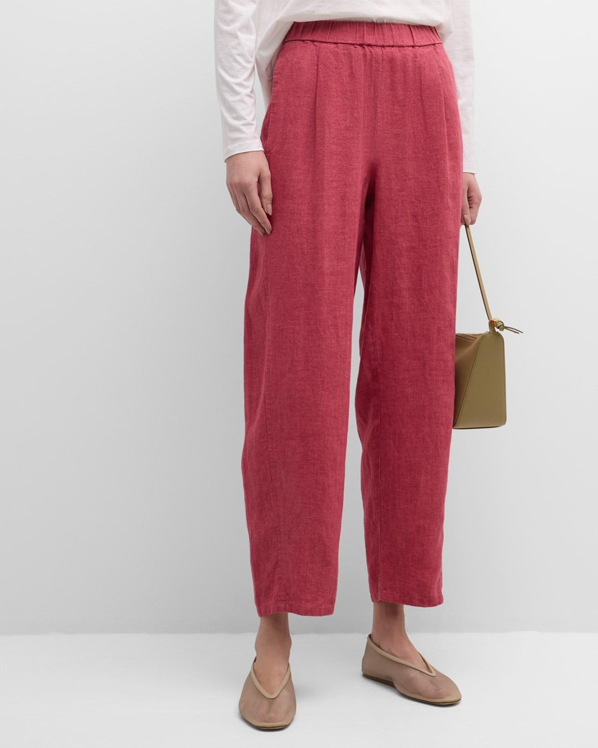 Pleated Cropped Organic Linen Lantern Pants Product Image