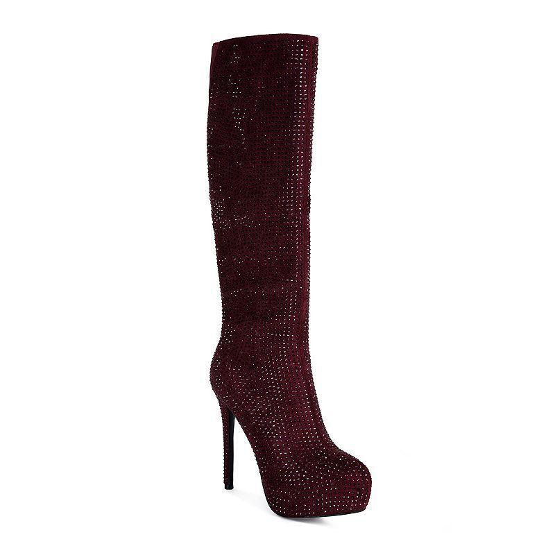 London Rag Nebula Diamante Womens Knee-High Boots Red Product Image