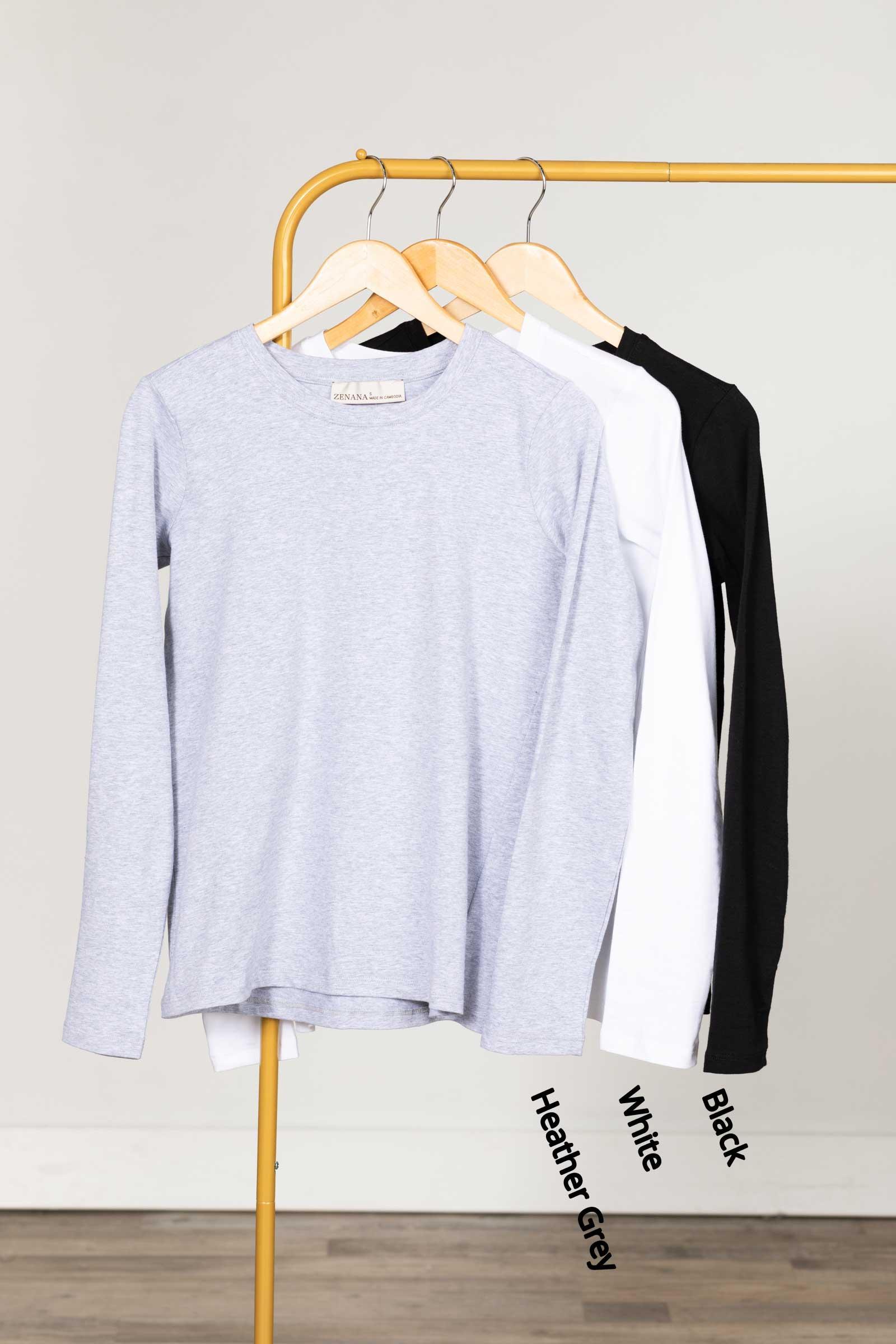 Cotton Crewneck Long Sleeve Knit Top Product Image